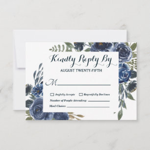 Rustic Blue Green Eucalyptus Floral Watercolor RSVP Card