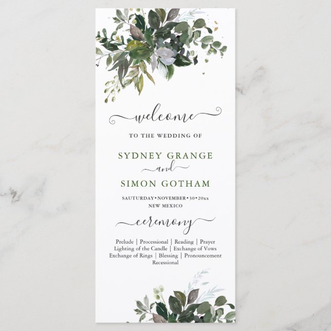 Rustic Blue Gum Eucalyptus Flat Program Programme (Front)