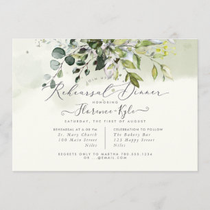 Rustic Blue Gum Eucalyptus, Rehearsal Dinner Invitation
