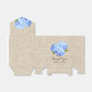 Rustic Blue Hydrangea Flower Burlap Thank You Favour Box