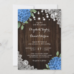 Rustic Blue Hydrangea Wedding Invitations