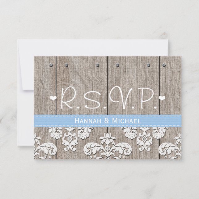 Rustic Blue Hydrangea Wedding RSVP Response Card (Front)