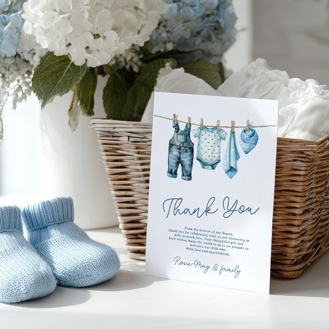 Rustic Blue Jean Baby Denim Country Baby Shower Thank You Card (Rustic Blue Jean Baby Denim Country Baby Shower Thank You Card)