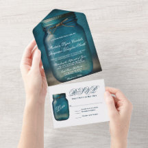 Rustic Blue Mason Jar Country Wedding