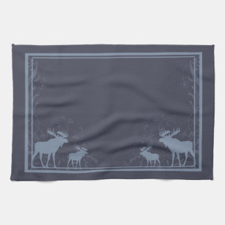 Rustic blue moose swirl kitchen towel