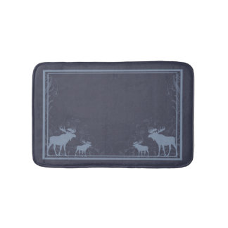 Rustic blue moose swirl memory foam bath mat