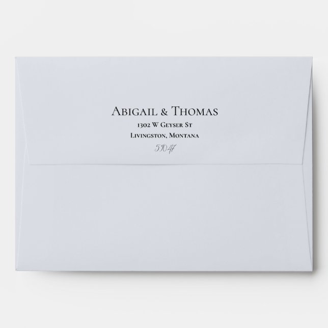 Rustic Blue Mountain Watercolor Wedding Envelope (Back (Top Flap))