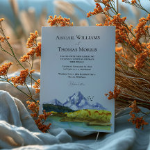 Rustic Blue Mountain Wedding Invitation