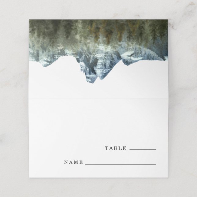 Rustic Blue Mountain Wedding Table Number  Place Card (Outside Unfolded)