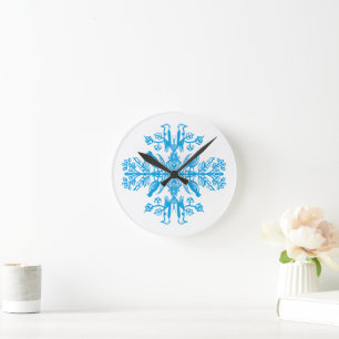 Rustic blue nature Blue Birds Vintage. Round Clock