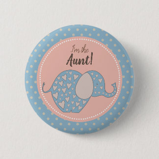 Rustic Blue Neutral Baby Shower I'm the Aunt 6 Cm Round Badge