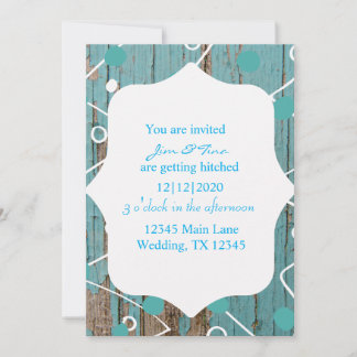 Rustic Blue Peeling Paint on Wood Wedding Invite