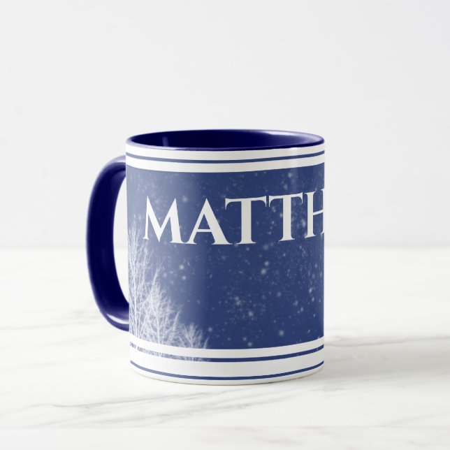 Rustic Blue Personalised Name Mug (Front Left)
