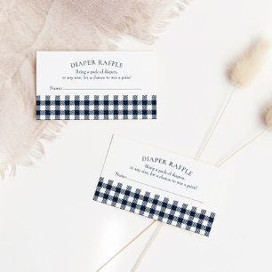 Rustic Blue Plaid Baby Shower Diaper Raffle Business Card