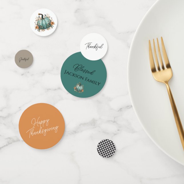 Rustic Blue Pumpkin Watercolor Table Confetti (Group)