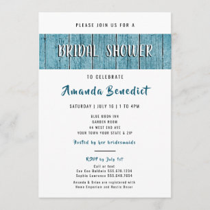 Rustic Blue Shiplap Wood Modern Bridal Shower Invitation
