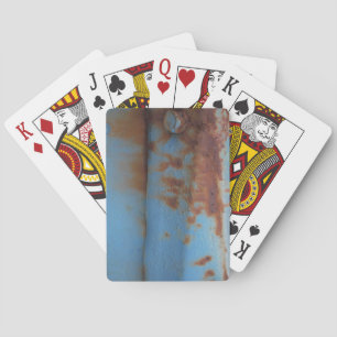 Rustic Blue solid colour Vintage Car rusted metal Playing Cards