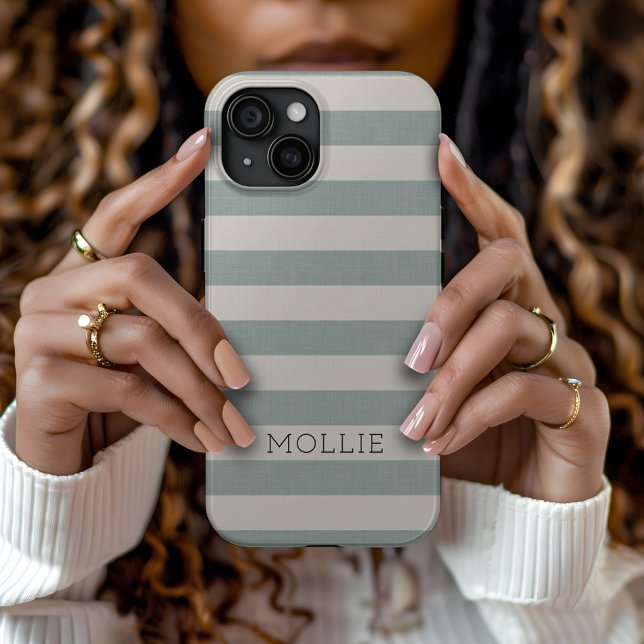 Rustic Blue Stripes Monogram Case-Mate iPhone Case (Creator Uploaded)