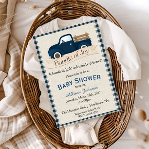 Rustic Blue Truck Baby Shower Invitation