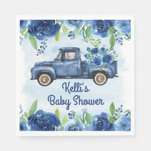 Rustic Blue VINTAGE Truck Baby Shower Napkins