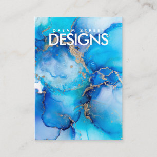 Rustic Blue Watercolor Gold Earring Display Card