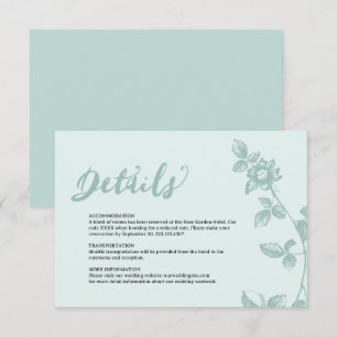 Rustic Blue Whimsical Floral Details Enclosure Card