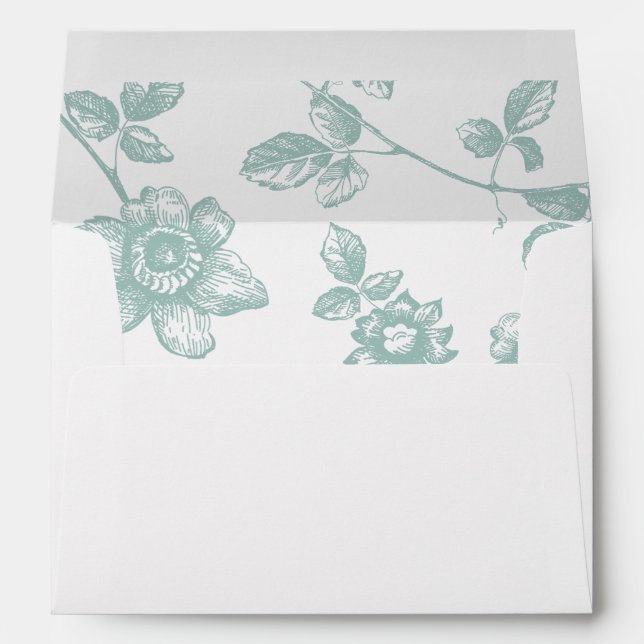 Rustic Blue Whimsical Floral Wedding Envelope (Back (Bottom))