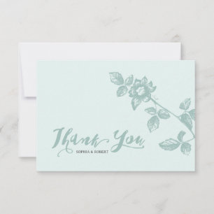Rustic Blue Whimsical Floral Wedding Thank You Card