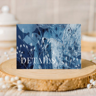 Rustic Blue & White Botancial Wedding Details  Enclosure Card