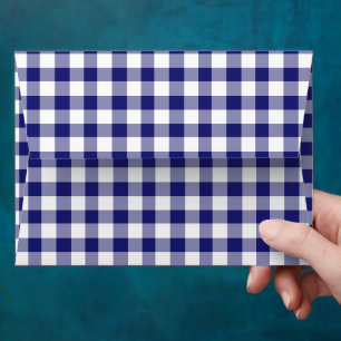 Rustic Blue White Chequered Gingham Pattern Envelope