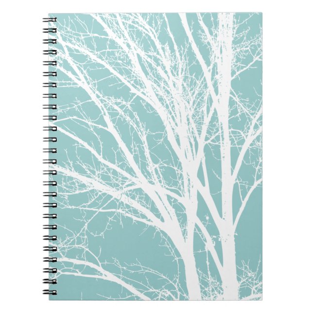 Rustic Blue White Tree Branches Notebook (Front)