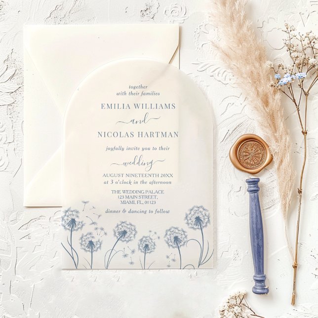 Rustic Blue Wildflower Wedding Acrylic Invitations (Creator Uploaded)