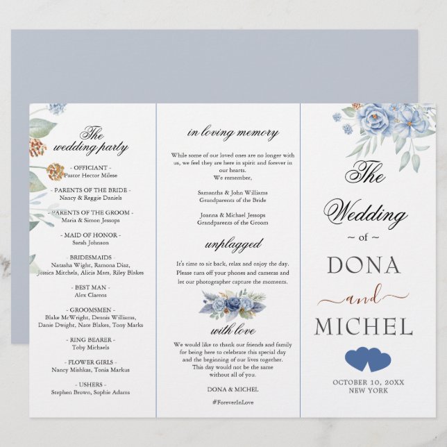 Rustic Blue Winter Floral Wedding (Front/Back)