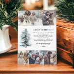Rustic Blue Winter snowy Pines Christmas 5 photos Holiday Card<br><div class="desc">Get ready to spread some holiday cheer with our Christmas Holiday greeting Card! This card features a delightful 5-photo grid template, allowing you to share your favourite memories. It showcases a hand-painted blue ice-green Christmas pine tree with snowy tips in watercolor, bringing that magical winter vibe to life. With an...</div>