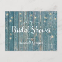 Rustic Blue Wood Fireflies Bridal Shower