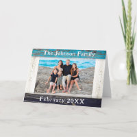 Rustic Blue Wood Frame Family Name Photo
