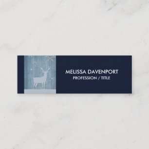 Rustic Blue Wood Reindeer Country Christmas Mini Business Card