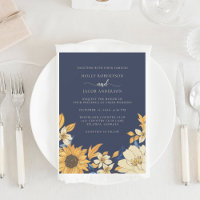 Rustic Blue Yellow Cream Sunflower Floral Wedding