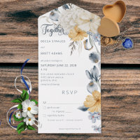 Rustic Blue Yellow & White Floral White Dinner