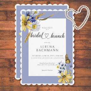 Rustic Blue & Yellow Wildflowers Bridal Brunch Invitation