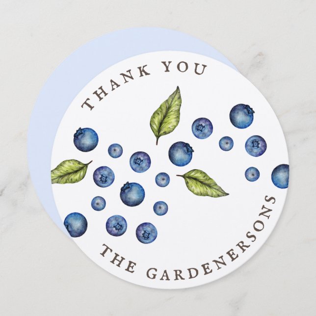 Rustic Blueberry Thank You  Invitation (Front/Back)