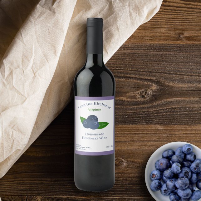 Rustic Blueberry Wine Bottle Label Sticker (Rustic Blueberry Wine Bottle Label Sticker)