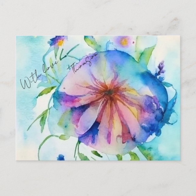 Rustic blumenwiese Floral Custom Name Gift Enclosu Postcard (Front)