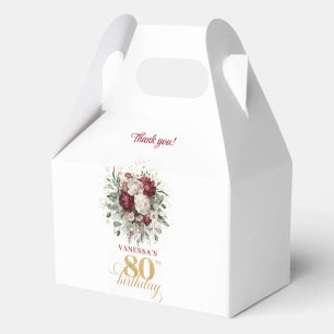 Rustic Blush Burgundy 80th Birthday Favour Boxes