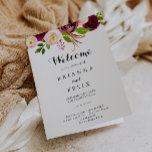 Rustic Blush Burgundy Floral Folded Wedding Programme<br><div class="desc">This rustic blush burgundy floral folded wedding program is perfect for a modern wedding. The design features pink,  blush,  red,  burgundy and bordo watercolor flowers with green foliage. Include a quote or short message,  order of service,  wedding party and thank you message.</div>