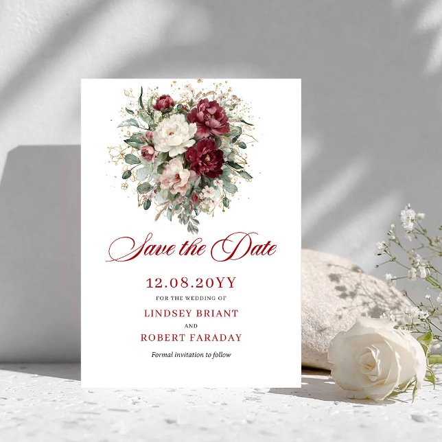 Rustic Blush Burgundy Greenery Save The Date (Rustic Blush Burgundy Greenery Save The Date)