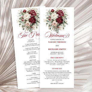 Rustic Blush Burgundy Greenery Wedding Program Programme