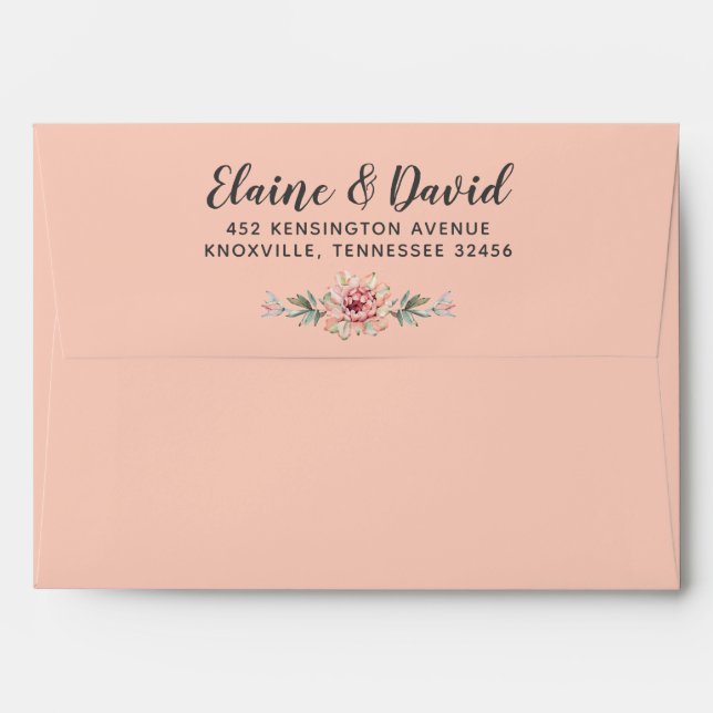 Rustic Blush Cacti Botanical Nature Desert Wedding Envelope (Back (Top Flap))