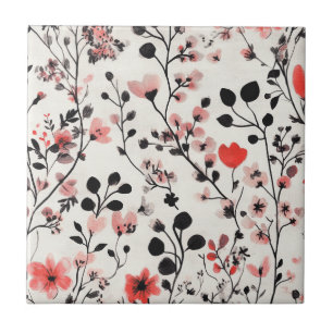 Rustic Blush Floral Linen Pattern (10) Tile