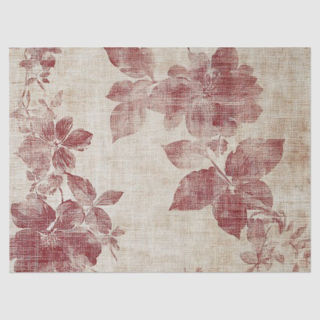 Rustic Blush Floral Linen Pattern (1) Tissue Paper (Front)